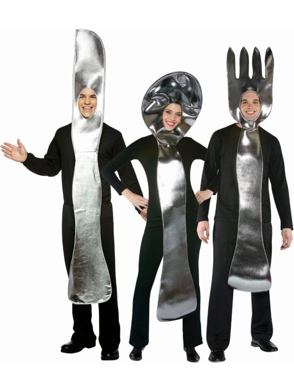 3 Pack Utensil Costume Set - Silver Knife, Fork & Spoon for Halloween Couples